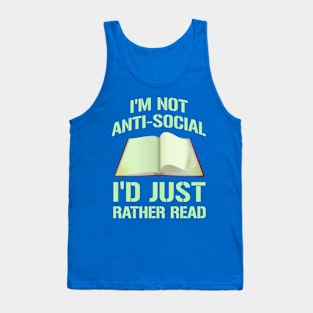 Funny Anti Social Reading Lovers Shirt Tank Top